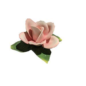 Vintage Capodimonte Napoleon Porcelain Single Pink Rose Authentic Capodimonte